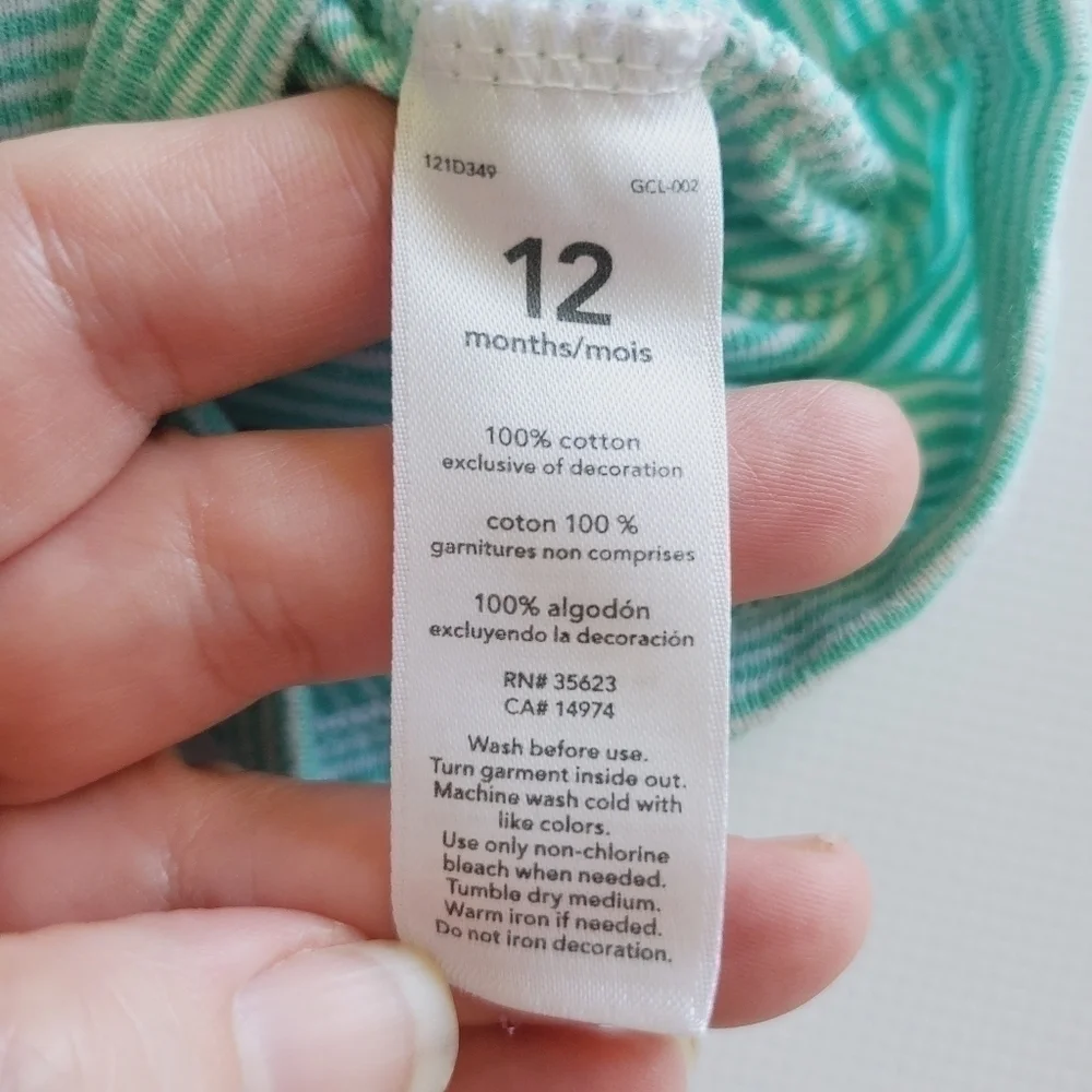 K1142 * Carter's Embroidered Puppy Hug Me Bodysuit Green White Size 12M
